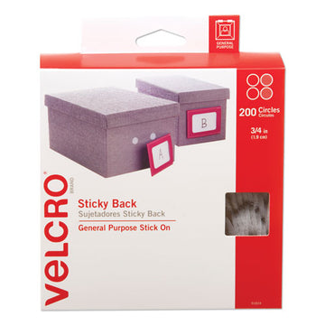 VELCRO® Brand Sticky-back Fasteners, Removable Adhesive, 0.75" Dia, White, 200-box freeshipping - TVN Wholesale